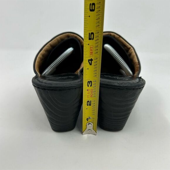 Born Women's Black Leather Slip On Mules Size 9 Buckle Accent Fall Comfort - Picture 8 of 13